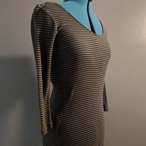 Decree Green & Black Striped Mini Dress